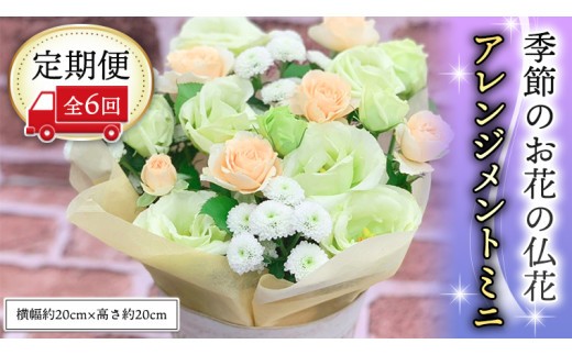 季節のお花の仏花アレンジメントミニ＊定期便6回 アレンジメント 仏花 生花 お供え [CT028ci] 定期便6回：ミニサイズ