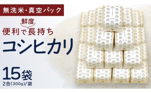 無洗米 コシヒカリ 真空 300g ( 2合 ) × 15袋 令和7年産 米 お米 コメ 茨城県 コシヒカリ こしひかり 新生活 応援 [EX001ci]