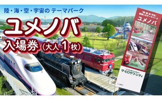 陸・海・空・宇宙の テーマパーク ユメノバ 入場券 （大人1枚） ザ・ヒロサワ・シティ チケット レジャー ヒロサワシティ お出かけ 夏休み 冬休み [DP009ci]