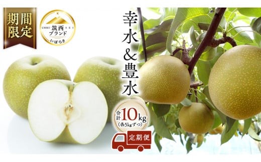 梨 2種 ( 幸水 ＆ 豊水 各5kg 合計10kg )  定期便 セット 2026年産 先行予約 なし ナシ 赤梨 食べ比べ 食べくらべ  [AE022ci]