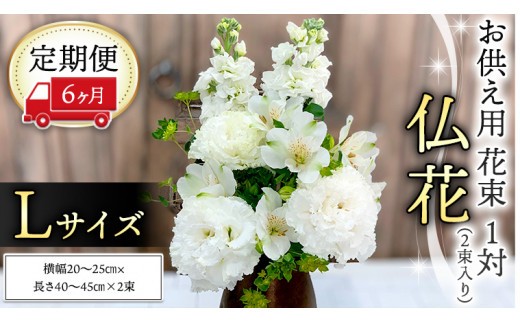 【 定期便 6ヶ月 】《 仏花 》 お供え用 花束 Lサイズ 1対（2束入り） 花 生花 月命日 墓前 お墓参り [CT099ci]