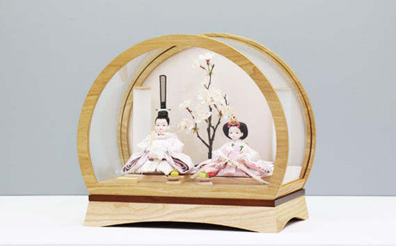 ピーカブーひな人形　春小町ウッドドームケース