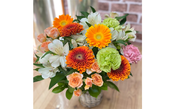 （イエロー系）Lサイズ 癒し生活！季節のおまかせフラワーアレンジメント