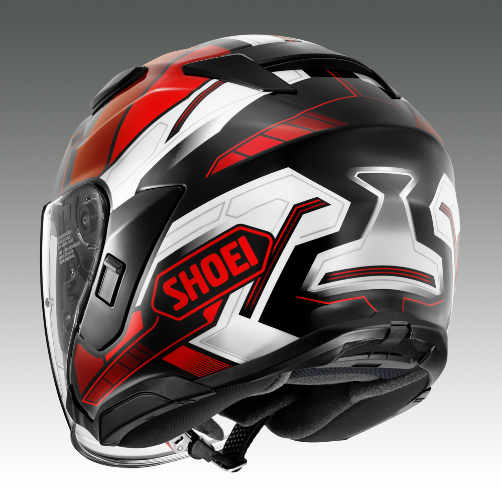 SHOEIヘルメット「J-Cruise 3 WHIZZY (RED／BLACK)」XL フィッティングチケット付｜ジェット バイク ツーリング ショウエイ [1450]