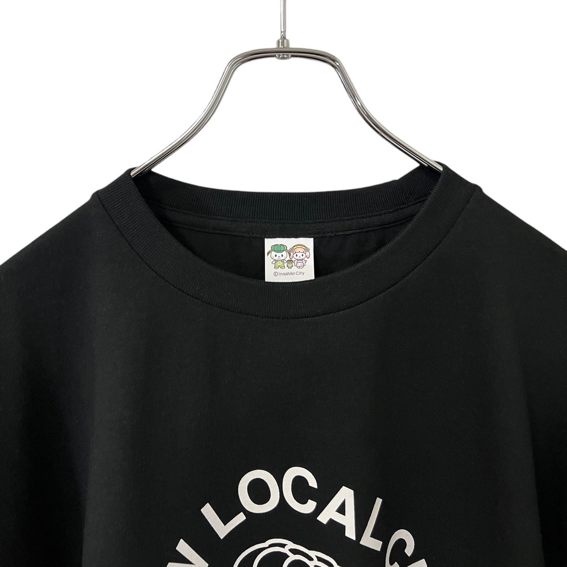 稲敷市オリジナルTシャツ「いなのすけTシャツ」[黒・XLサイズ]｜オリジナル 半袖 シャツ イラスト プリント アパレル かわいい [1593]