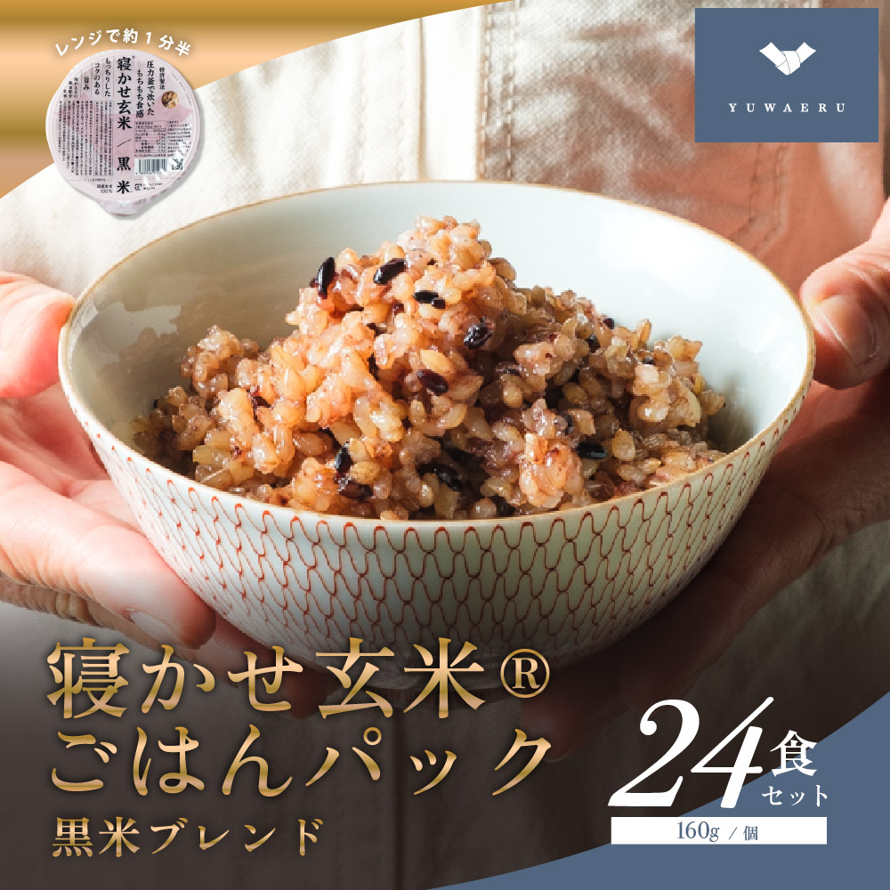 寝かせ玄米ごはんパック 黒米ブレンド 160g×24食｜玄米 常温保存 パックご飯 備蓄 一人暮らし レトルト 黒米 [1611]
