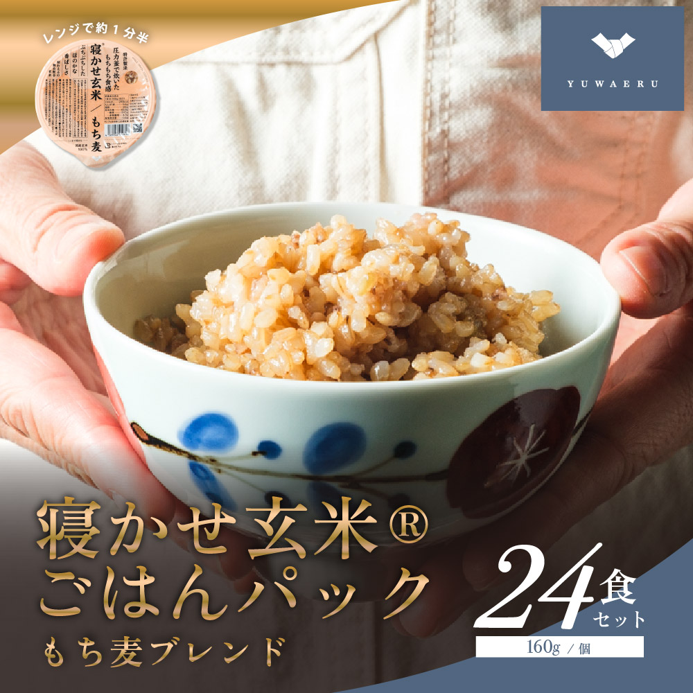 寝かせ玄米ごはんパック もち麦ブレンド 160g×24食｜玄米 常温保存 パックご飯 備蓄 一人暮らし レトルト もち麦 雑穀 [1612]