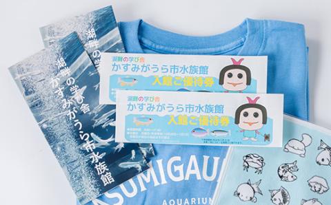 かすみがうら市水族館入館ご優待券とオリジナルTシャツ＆ハンカチ: かすみがうら市ANAのふるさと納税