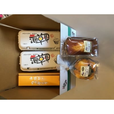 ナカジマ農場の「海藻卵」20個(海藻卵15個+割れ保障5個)とたまごやさんの焼き菓子詰め合わせ【配送不可地域：離島】