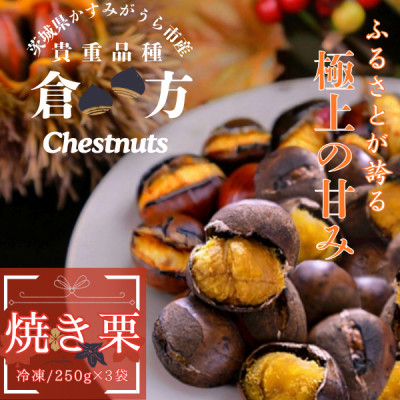 甘さ抜群!貴重品種『倉方』の焼き栗　250g×3セット(冷凍)【配送不可地域：離島】