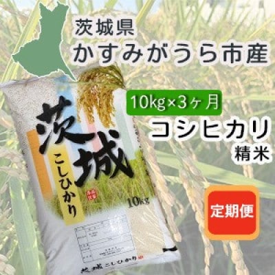【毎月定期便】茨城県かすみがうら産　精米　コシヒカリ10kg全3回