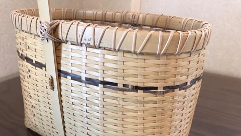 竹工芸品 手提げ 竹細工 バスケット かご 和風 手作り 工芸品 伝統工芸 限定 [BF004sa]