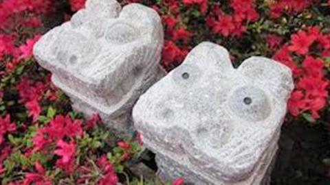 シーサー 石 ストーン 縁起物 雑貨 職人 伝統工芸 伝統工芸品 置き物 飾り 玄関 庭 ガーデニング おしゃれ 茨城県 桜川市 贈り物 [AP008sa]