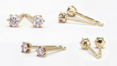 桜ピンクのラウンドブリリアントカットピアス 【ピンクダイヤモンド】 ダイヤモンド ダイヤ ピアス ジュエリー ゴールド k18 ギフト 記念 贈り物 贈答 プレゼント [AH036sa]