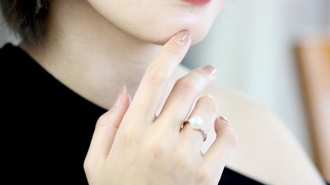 8.5mmUPの桜色のオーロラ花珠真珠リング リング アクセサリー ジュエリー ジュエリーマーノ 桜川市[AH060sa]