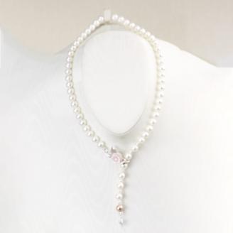 桜のピンクシェル貝 ペンダント と8mmカラー淡水真珠の ネックレス 真珠 パール ギフト 記念 贈り物 贈答用 プレゼント ジュエリー ジュエリーマーノ 桜川市 [AH058sa]