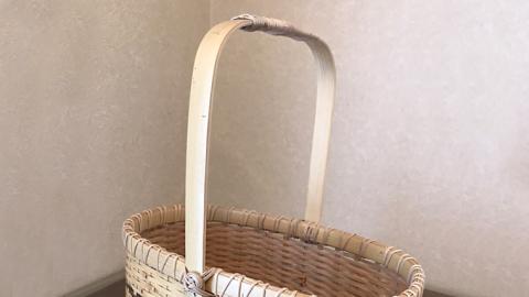 竹工芸品 手提げ 竹細工 バスケット かご 和風 手作り 工芸品 伝統工芸 限定 [BF004sa]
