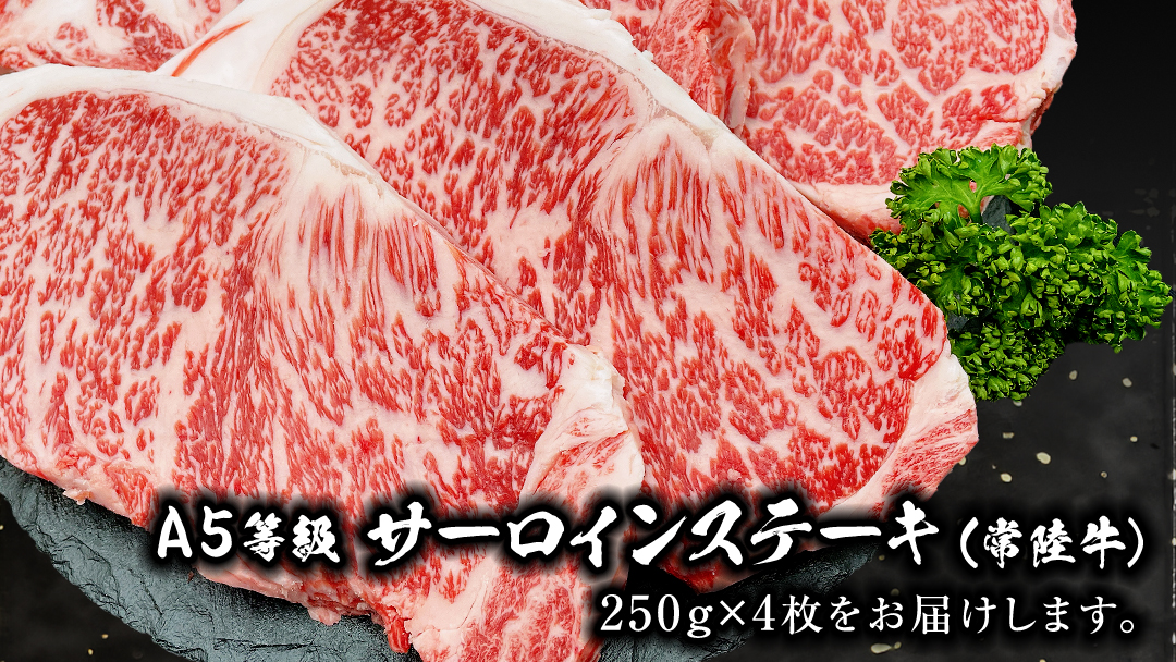 常陸牛 A5 等級 サーロイン ステーキ 250g × 4枚 ( 合計 1kg ) あらびき わさび 1本付き ( 茨城県共通返礼品 ) 黒毛和牛 国産黒毛和牛 和牛 国産 牛肉 牛 お肉 肉 ひたち牛 ワサビ 山葵 真空パック [CD005sa]