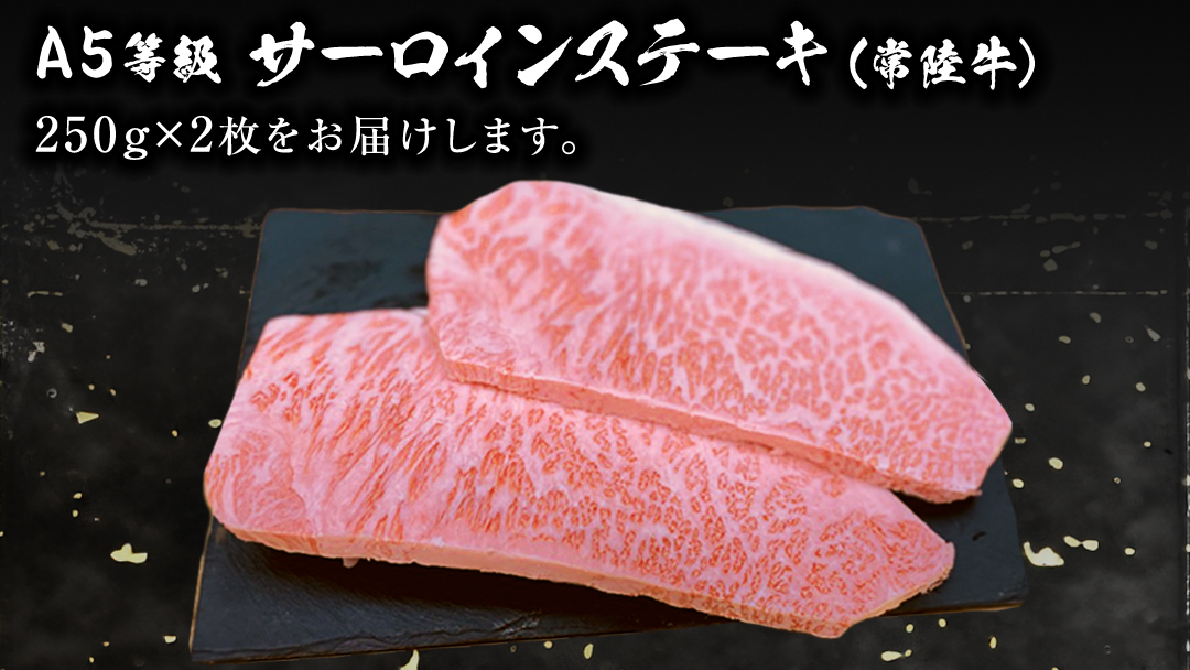 常陸牛 A5 等級 サーロイン ステーキ 250g × 2枚 ( 合計 500g ) あらびき わさび 1本付き ( 茨城県共通返礼品 ) 黒毛和牛 国産黒毛和牛 和牛 国産 牛肉 牛 お肉 肉 ひたち牛 ワサビ 山葵 真空パック [CD010sa]