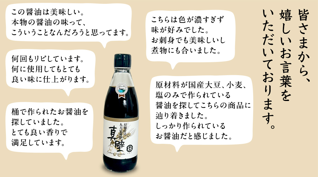 丸大豆醤油・真壁 ( 360ml × 3本 ) 醤油 しょうゆ しょう油 調味料 きあげ醤油 木桶仕込み 老舗 桜川市 鈴木醸造 手作り 田舎 セット 無添加 国産 老舗 丸大豆 おためし お試し ミニ [EP010sa]
