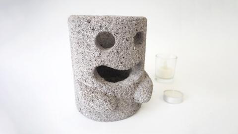 石のキャンドルポット「いしおさん」手付 キャンドルホルダー キャンドルポット キャンドル インテリア [AE003sa]