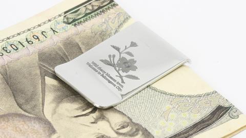桜の家紋「枝櫻」の マネークリップ クリップ ギフト ラッピング 贈り物 記念品 贈答用 プレゼント 桜川市 [AH071sa]
