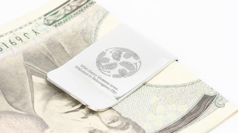 桜の家紋「葉附三つ割山櫻」の マネークリップ クリップ ギフト ラッピング 贈り物 記念品 贈答用 プレゼント 桜川市 [AH077sa]