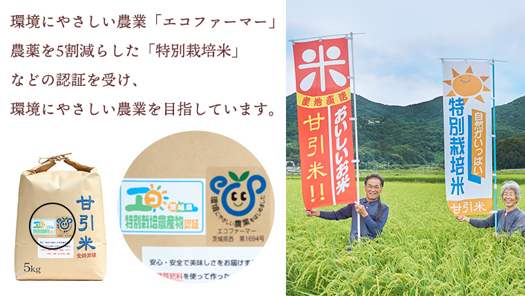 令和7年産 桜川市の 厳選 甘引米 コシヒカリ 玄米 5kg 特別栽培米 コシヒカリ こしひかり 玄米 米 こめ コメ 有機肥料 桜川市産 茨城県 いばらき[BA003sa]