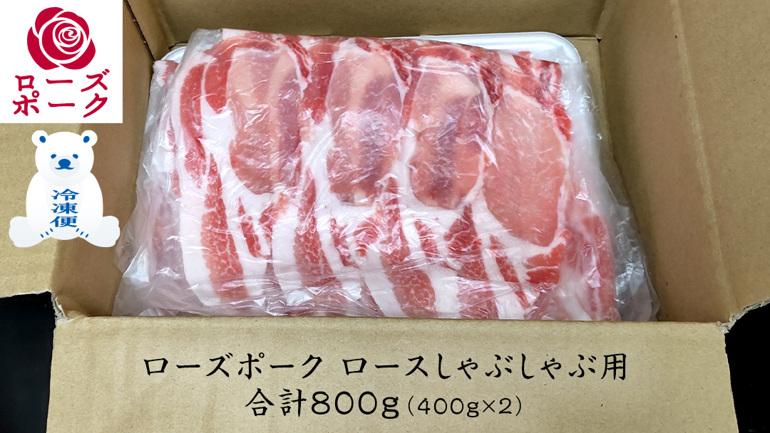ローズポーク ロースしゃぶしゃぶ 用 合計 800g ( 400g ×2 ) (茨城県共通返礼品)  茨城県産 ブランド豚 豚 豚肉 肉 国産 国産豚 豚しゃぶ 豚ロース 冷凍 小分け 藤井商店[CD059sa]