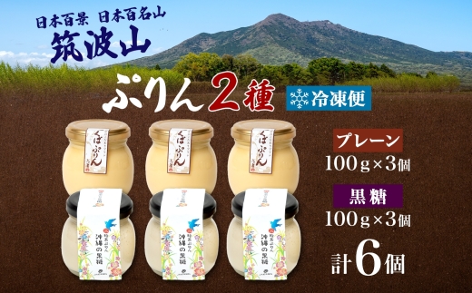 つくばぷりん プレーン ＆ 三時茶ぷりん 黒糖 各3個 計6個 冷凍 プリン ぷりん スイーツ 洋菓子 おやつ 冷菓 贅沢 ご褒美 デザート 専門店 和スイーツ 人気 グルメ お取り寄せ ギフト プレゼント 贈り物 つくば 沖縄 三時茶 送料無料 ふじ屋 茨城県 桜川市 [EW005sa]