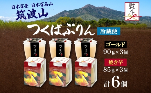 無地熨斗 ゴールドぷりん ＆ 焼き芋ぷりん 各3個 計6個 つくばぷりん プリン ぷりん 焼きいも 焼きイモ さつまいも 牛乳 ミルク 卵 スイーツ 贅沢 洋菓子 おやつ 冷菓 ご褒美 デザート 人気 グルメ お取り寄せ ギフト プレゼント 贈り物 送料無料 ふじ屋 茨城県 桜川市 [EW038sa]