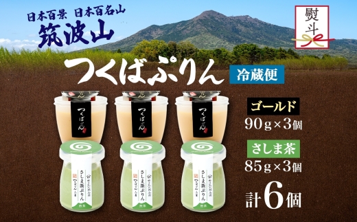 無地熨斗 ゴールドぷりん ＆ さしま茶ぷりん 各3個 計6個 つくばぷりん プリン ぷりん さしま茶 茶 お茶 牛乳 ミルク 卵 スイーツ 贅沢 洋菓子 おやつ 和スイーツ 冷菓 ご褒美 デザート 人気 グルメ お取り寄せ ギフト プレゼント 送料無料 ふじ屋 茨城県 桜川市 [EW041sa]