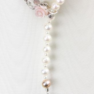 桜のピンクシェル貝 ペンダント と8mmカラー淡水真珠の ネックレス 真珠 パール ギフト 記念 贈り物 贈答用 プレゼント ジュエリー ジュエリーマーノ 桜川市 [AH058sa]