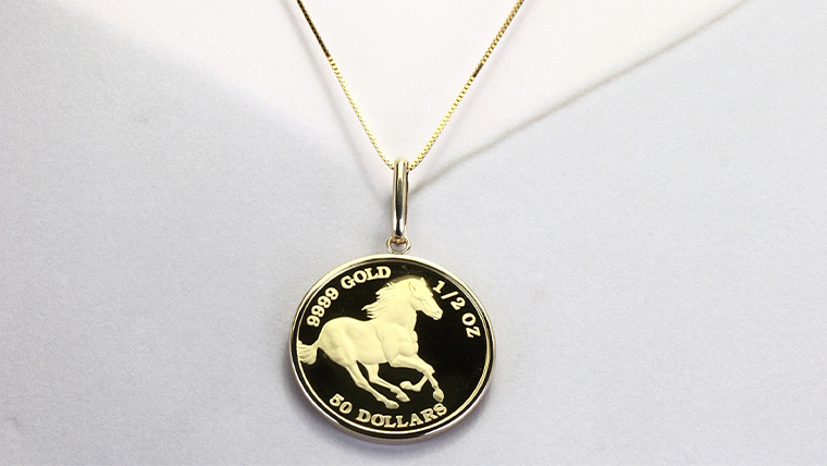 24金 純金 フォースコイン 1/2oz ペンダントトップ  ギフト プレゼント ジュエリー ジュエリーマーノ 桜川市 [AH134sa]