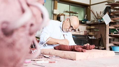 流面体 湯呑 （桐箱入り） 小峰尚 連理窯 陶芸品 湯呑 コップ 食器 器 カップ [AF003sa]