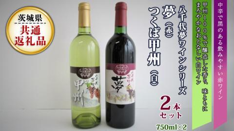 八千代夢ワインシリーズ　夢（赤）・つくば甲州（白）2本セット（ 茨城県共通返礼品 八千代町 ）国産ワイン 赤ワイン 白ワイン[BW006sa]