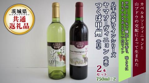 八千代夢ワインシリーズ　ヤマ・ソーヴィニョン（赤）・つくば甲州（白）2本セット（ 茨城県共通返礼品 八千代町 ） 国産ワイン 赤ワイン 白ワイン[BW008sa]