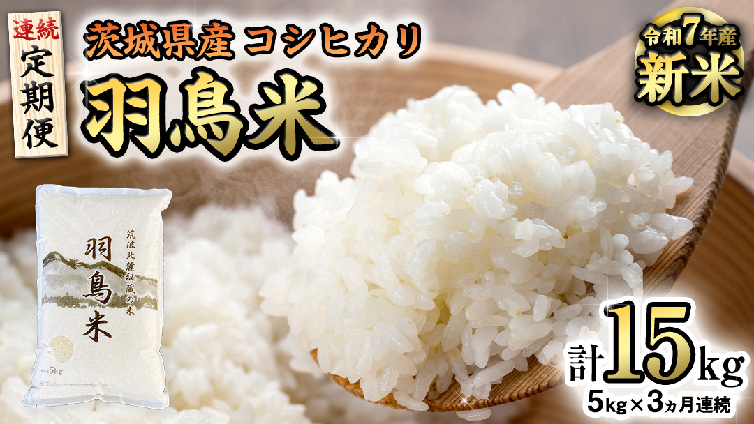 《全3回 定期便》《 令和7年産 先行予約 》 コシヒカリ 「幻の米 羽鳥米」 計 15kg (5kg × 3回) 筑波北麓秘蔵米 お米 ごはん 精米 コメ 白米 国産 茨城県 桜川市 限定 期間限定 数量限定 銘柄米 [AX012sa]
