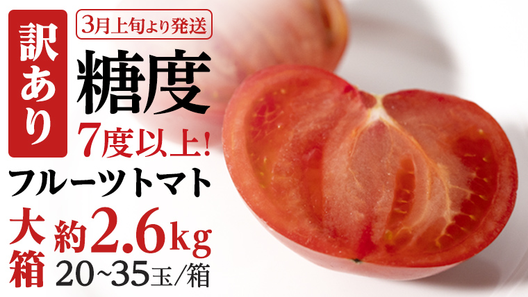 【訳あり】 糖度7度以上！フルーツトマト 大箱 約2.6kg × 1箱 （20～35玉/1箱） 2026年3月から発送開始 トマト とまと ブランドトマト 野菜[BC040sa]
