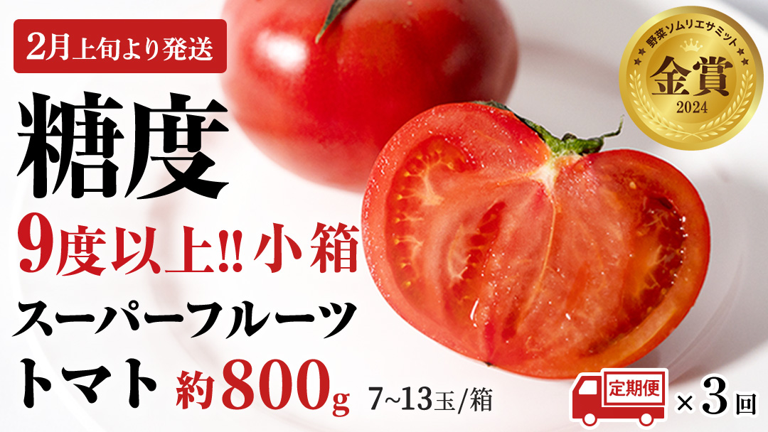 《 2026年収穫分 先行予約 》《 3回 定期便 》 糖度9度以上 スーパーフルーツトマト 小箱 約800g × 1箱 × 3回 フルーツトマト ブランドトマト 野菜 ギフト 贈答 [BC050sa]