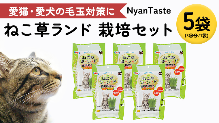 Nyantaste ねこ草ランド栽培セット 3回分×5袋 毛玉ケア 猫用 犬用 ペットフード [BU005sa]
