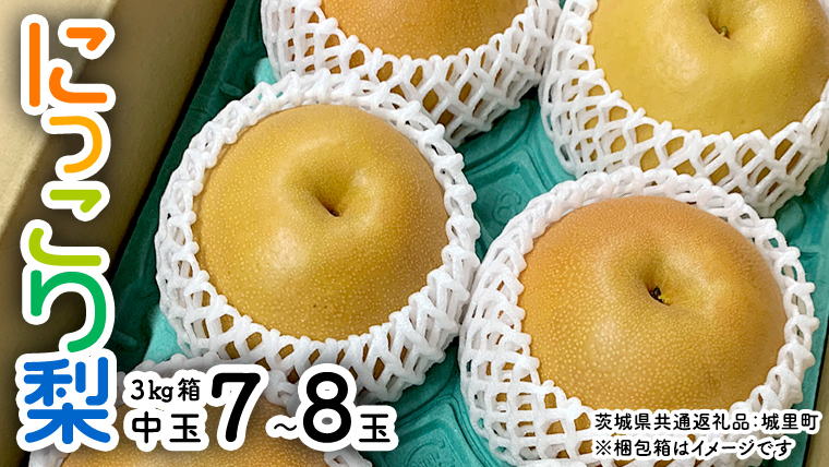 【 先行予約 】 にっこり梨 約3kg 箱 中玉 7玉～8玉 (茨城県共通返礼品 城里町) 2025年11月上旬から発送開始 フルーツ 甘い お正月 クリスマス 大玉 直送 茨城 限定[CO002sa]