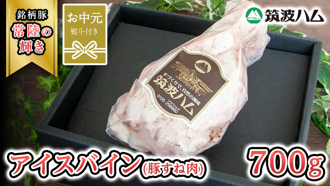 【お中元熨斗付き】 筑波ハム アイスバイン 700g 豚すね肉 『常陸の輝き』 茨城県産 ブランド豚 銘柄豚 ( 茨城県共通返礼品 ) 豚 肉 お肉 ドイツ料理 温めるだけ 湯せん [EN015sa]