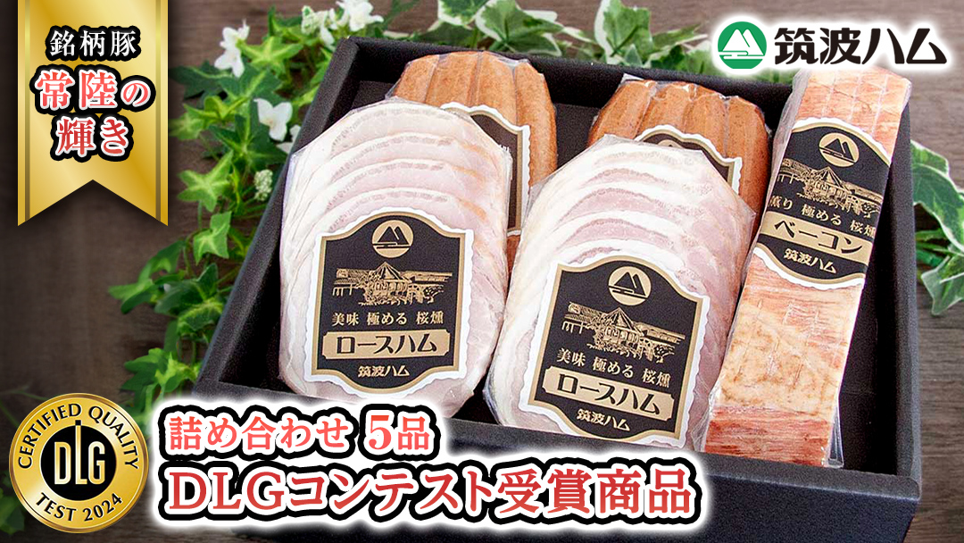 筑波ハム DLGコンテスト受賞商品 詰め合わせ ( ロースハム 140g ベーコン 230g ウィンナー 200g ) ( 茨城県共通返礼品 ) 豚 肉 お肉 ドイツ料理 温めるだけ 湯せん [EN021sa]