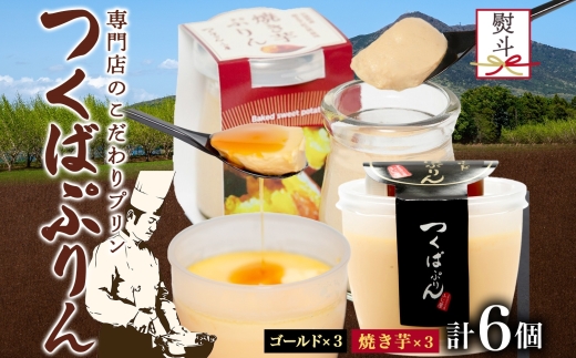 無地熨斗 ゴールドぷりん ＆ 焼き芋ぷりん 各3個 計6個 つくばぷりん プリン ぷりん 焼きいも 焼きイモ さつまいも 牛乳 ミルク 卵 スイーツ 贅沢 洋菓子 おやつ 冷菓 ご褒美 デザート 人気 グルメ お取り寄せ ギフト プレゼント 贈り物 送料無料 ふじ屋 茨城県 桜川市 [EW038sa]