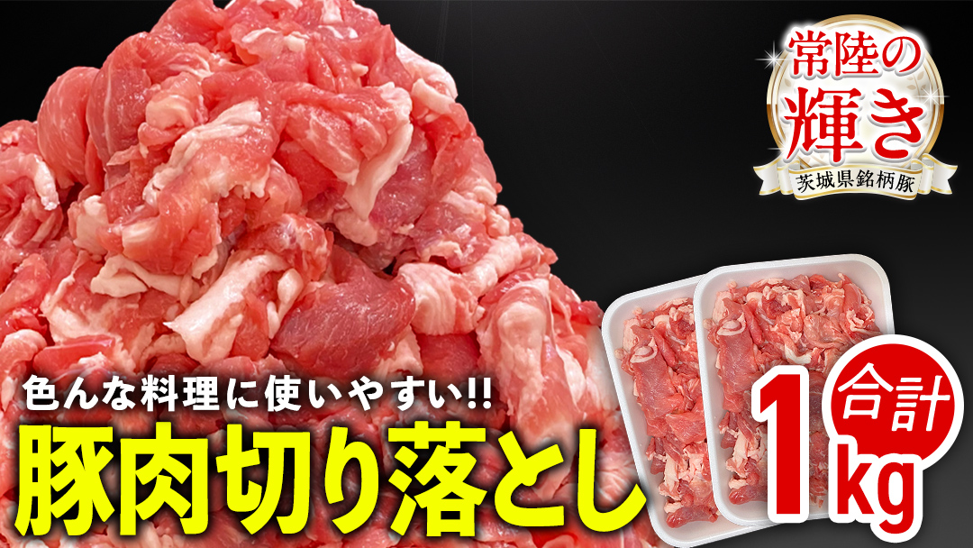 茨城県銘柄豚 「常陸の輝き」 切り落とし 1kg ( 500g × 2 パック ) (茨城県共通返礼品) 豚肉 肉 薄切り こま切れ 豚こま 国産 小分け ブランド豚 三元豚 冷凍 [FA001sa]