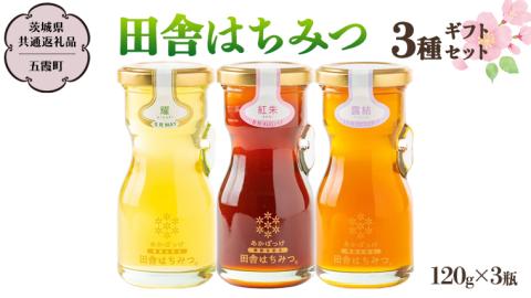 季節で移ろう 田舎 はちみつ 3種 ギフトセット [結蜜 Musubi-R3] 【茨城県共通返礼品／五霞町】  120g×3 瓶 生ハチミツ 非加熱 国産 国産はちみつ ハチミツ [BS005sa］