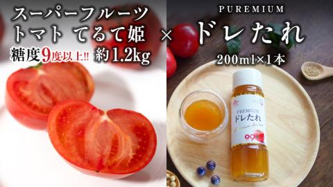 《 テレビで紹介 》【 2026年収穫分 先行予約 】 糖度9度以上 スーパーフルーツトマト てるて姫 中箱 約1.2kg × 1箱 と PREMIUM ドレたれ セット フルーツトマト ブランドトマト 野菜 ギフト 贈答 青空レストラン ヒルナンデス アド街ック天国 グッドモーニング 黄金のワンスプーン [BC077sa]