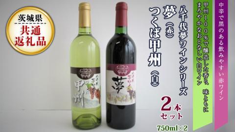 八千代夢ワインシリーズ 夢(赤)・つくば甲州(白)2本セット( 茨城県共通返礼品 八千代町 )国産ワイン 赤ワイン 白ワイン[BW006sa]