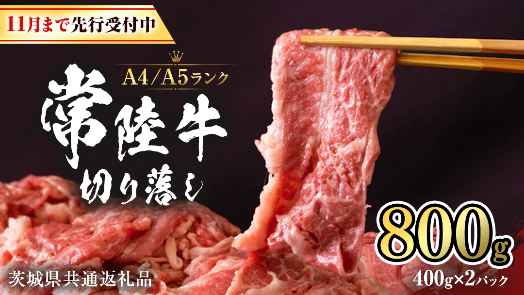 [ 2024年12月配送 限定 ] 常陸牛 切り落とし 合計 800g ( 400g × 2袋 ) 使いやすい 小分け パック A4 A5 ランク [11月まで先行受付] 茨城県共通返礼品 黒毛和牛 国産黒毛和牛 和牛 国産 牛肉 牛 お肉 肉 ひたち牛 [CD035sa] 2025年06月30日